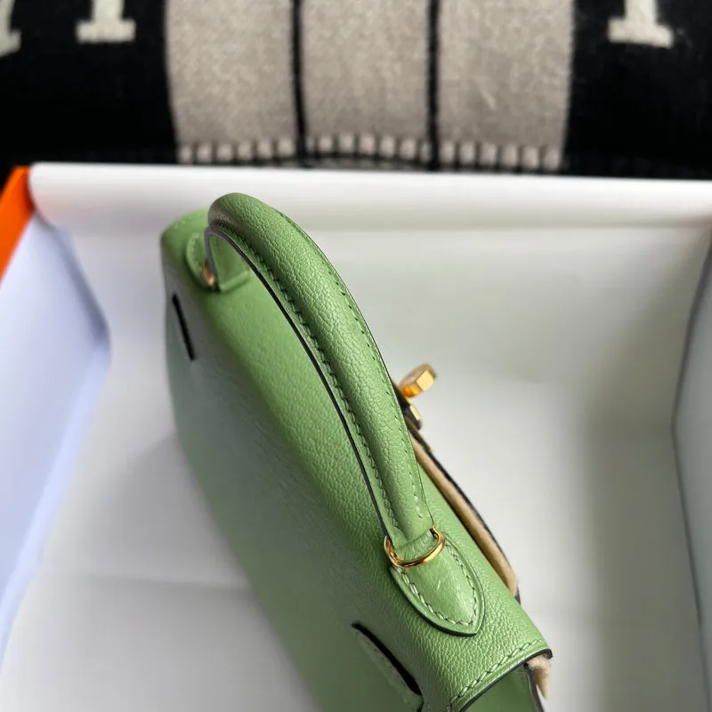 MINI KELLY II (20) CHEVRE LEATHER VERT CRIQUET WITH GOLD HARDWARE (GHW) - 6