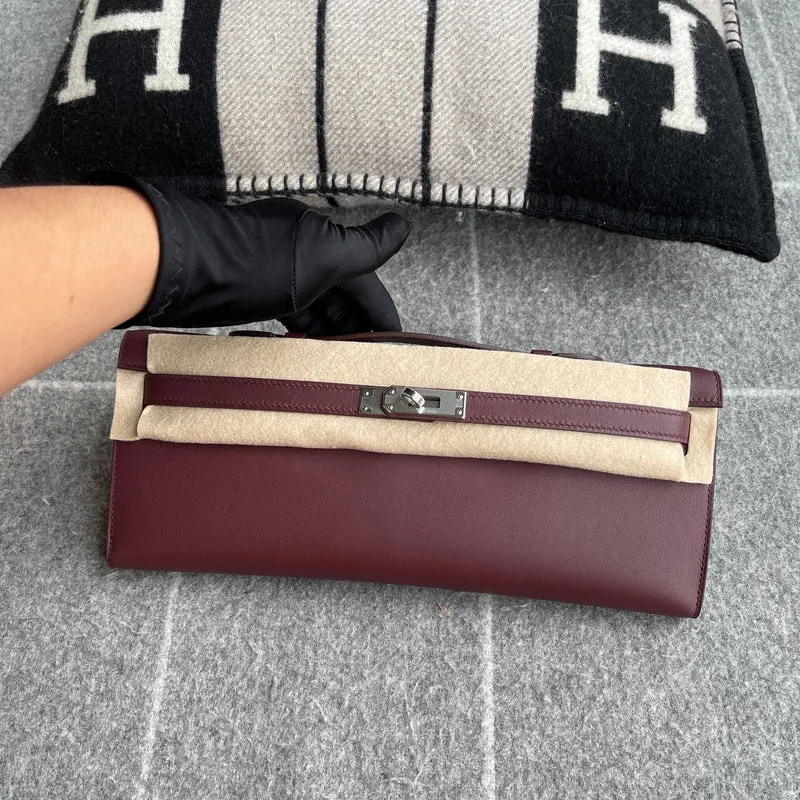 KELLY CUT SWIFT LEATHER BORDEAUX WITH PALLADIUM HARDWARE (PHW) - 2