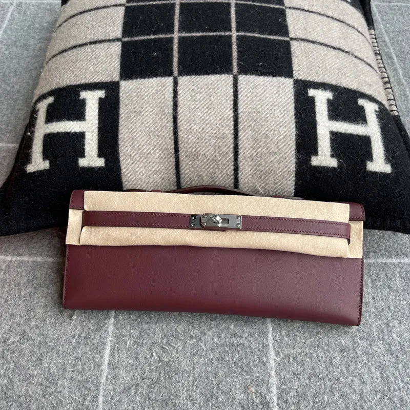 KELLY CUT SWIFT LEATHER BORDEAUX WITH PALLADIUM HARDWARE (PHW) - 3
