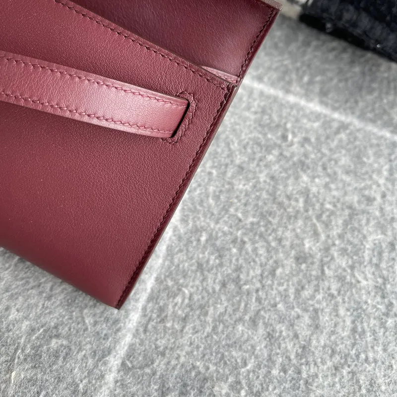 KELLY CUT SWIFT LEATHER BORDEAUX WITH PALLADIUM HARDWARE (PHW) - 9