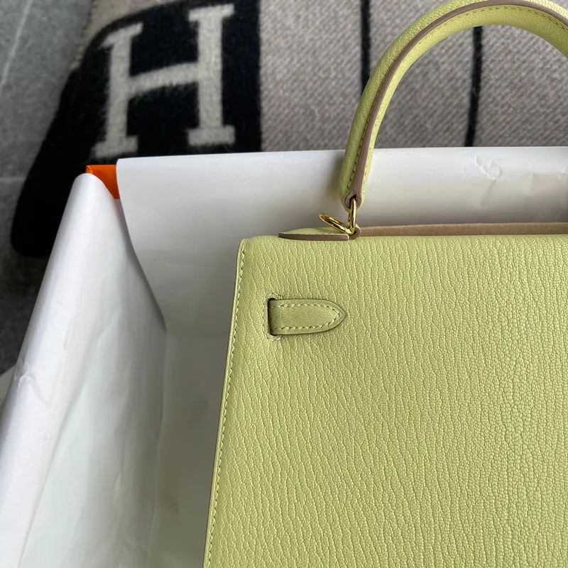 KELLY 25 CHEVRE LEATHER JAUNE POUSSSIN WITH GOLD HARDWARE (GHW) - 7