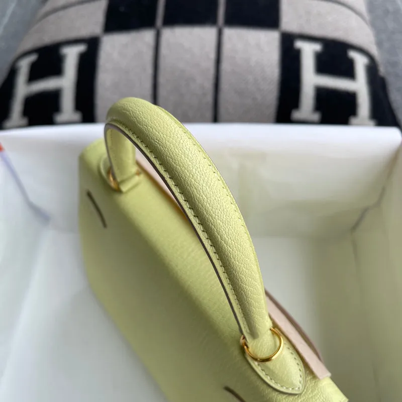 KELLY 25 CHEVRE LEATHER JAUNE POUSSSIN WITH GOLD HARDWARE (GHW) - 8