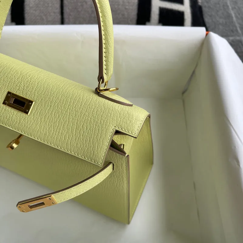 KELLY 25 CHEVRE LEATHER JAUNE POUSSSIN WITH GOLD HARDWARE (GHW) - 6