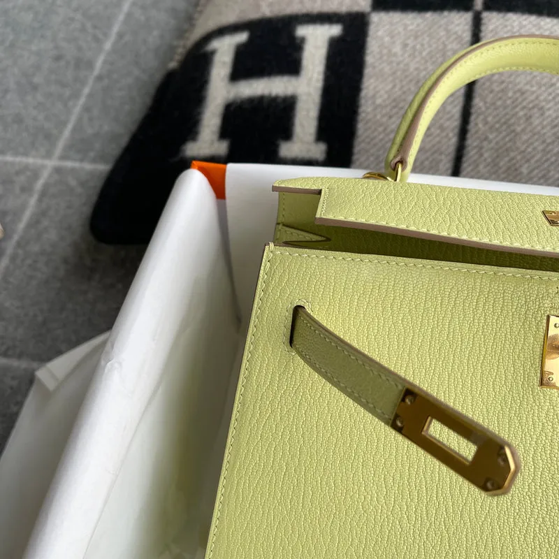 KELLY 25 CHEVRE LEATHER JAUNE POUSSSIN WITH GOLD HARDWARE (GHW) - 5