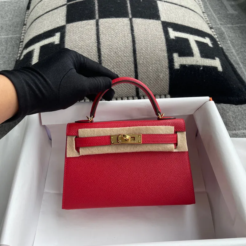 MINI KELLY II (20) EPSOM LEATHER ROUGE CASAQUE WITH GOLD HARDWARE (GHW) - 2
