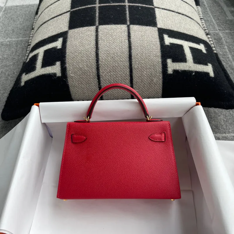 MINI KELLY II (20) EPSOM LEATHER ROUGE CASAQUE WITH GOLD HARDWARE (GHW) - 3