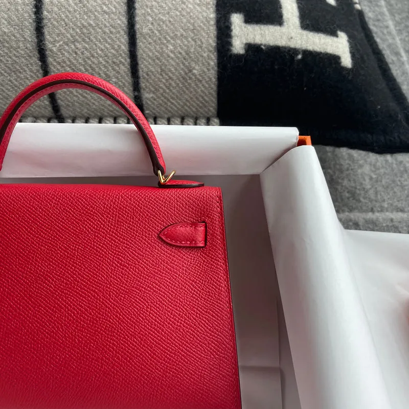 MINI KELLY II (20) EPSOM LEATHER ROUGE CASAQUE WITH GOLD HARDWARE (GHW) - 5