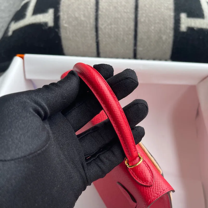 MINI KELLY II (20) EPSOM LEATHER ROUGE CASAQUE WITH GOLD HARDWARE (GHW) - 6