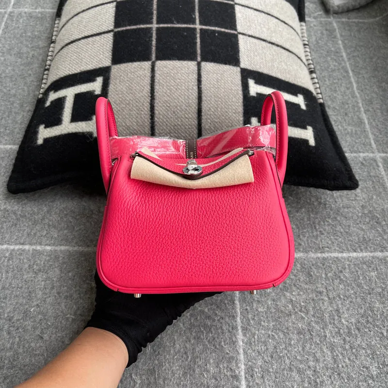 MINI LINDY 20 CLEMENCE LEATHER ROSE EXTREME WITH PALLADIUM HARDWARE (PHW) - 2