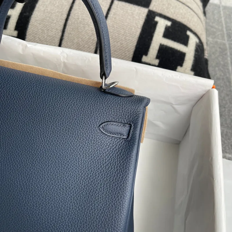 KELLY 25 TOGO LEATHER BLEU NUIT WITH PALLADIUM HARDWARE (PHW) - 6