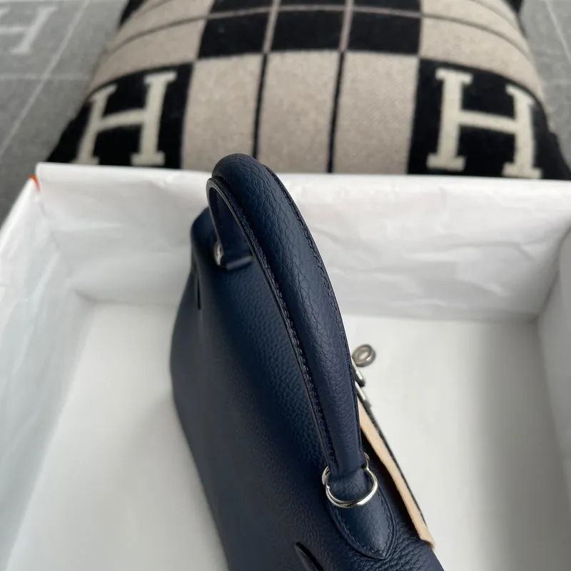 KELLY 25 TOGO LEATHER BLEU NUIT WITH PALLADIUM HARDWARE (PHW) - 7