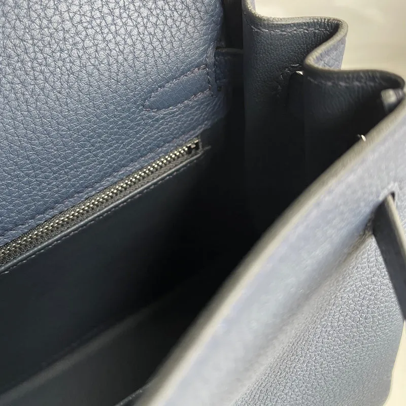 KELLY 25 TOGO LEATHER BLEU NUIT WITH PALLADIUM HARDWARE (PHW) - 4
