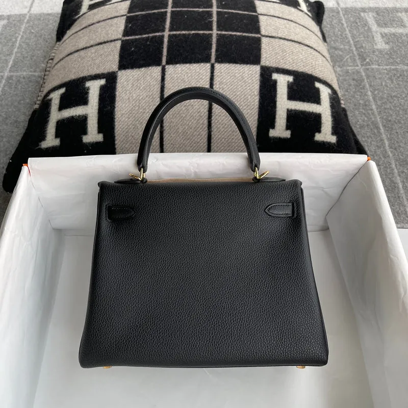 KELLY 25 TOGO LEATHER NOIR (BLACK) WITH GOLD HARDWARE (GHW) - 3