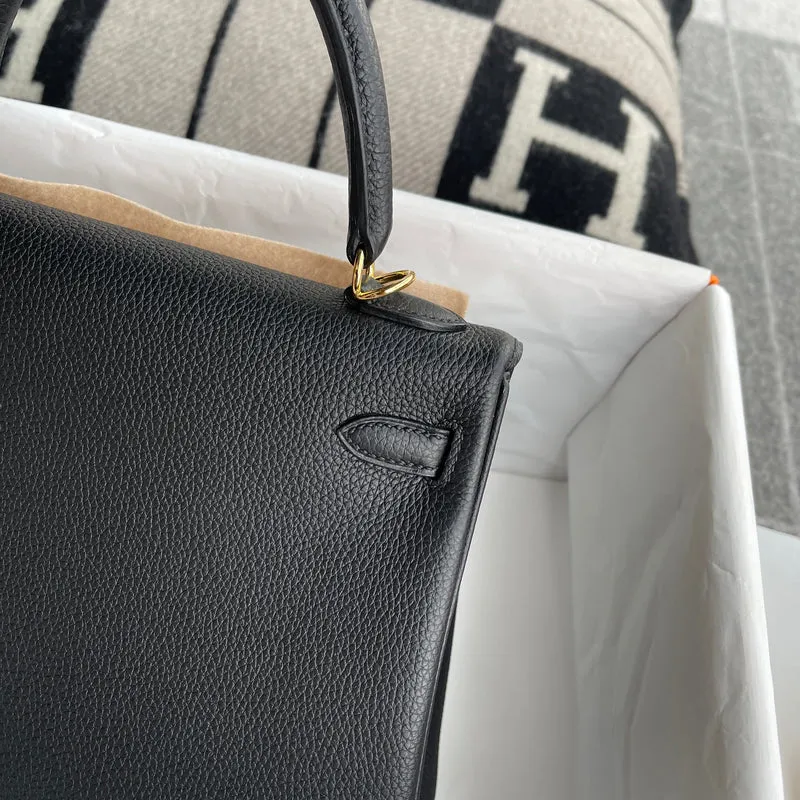 KELLY 25 TOGO LEATHER NOIR (BLACK) WITH GOLD HARDWARE (GHW) - 6