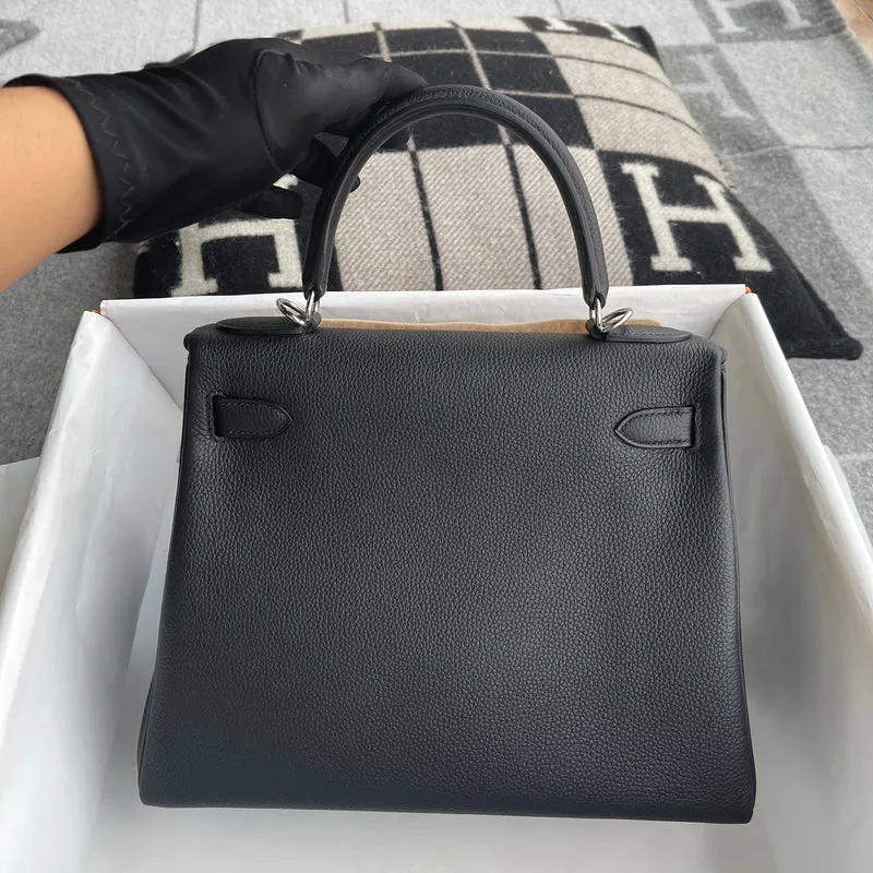 KELLY 28 TOGO LEATHER NOIR (BLACK) WITH PALLADIUM HARDWARE (PHW) - 2