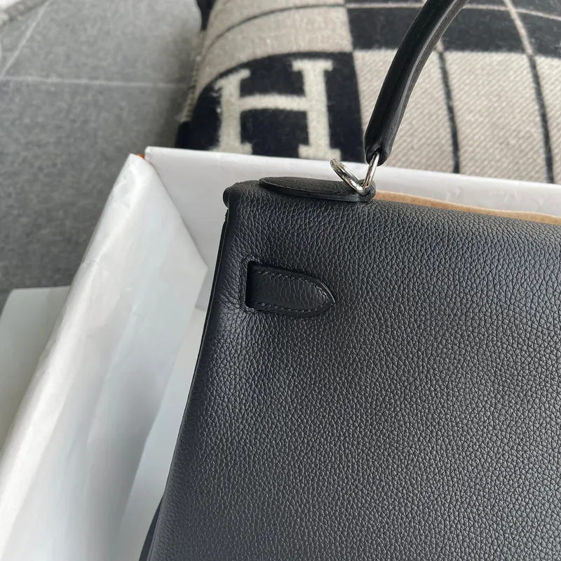 KELLY 28 TOGO LEATHER NOIR (BLACK) WITH PALLADIUM HARDWARE (PHW) - 3