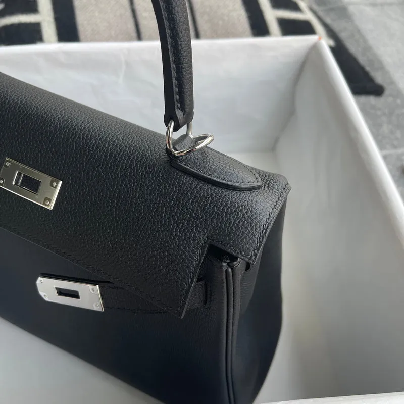 KELLY 28 TOGO LEATHER NOIR (BLACK) WITH PALLADIUM HARDWARE (PHW) - 6