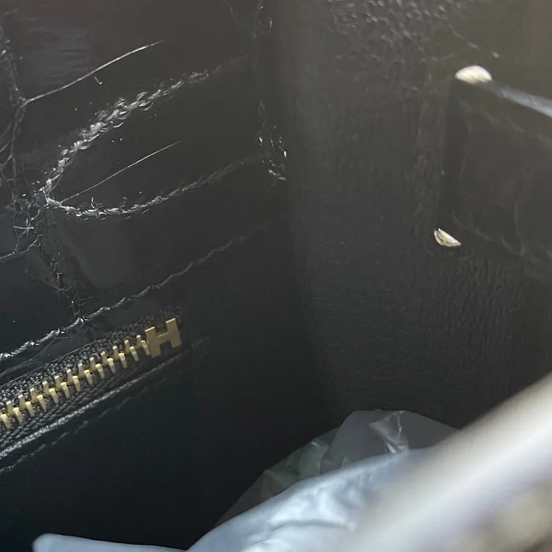KELLY 28 SHINY (LISSE) NILOTICUS CROCODILE LEATHER NOIR (BLACK) WITH GOLD HARDWARE (GHW) - 15