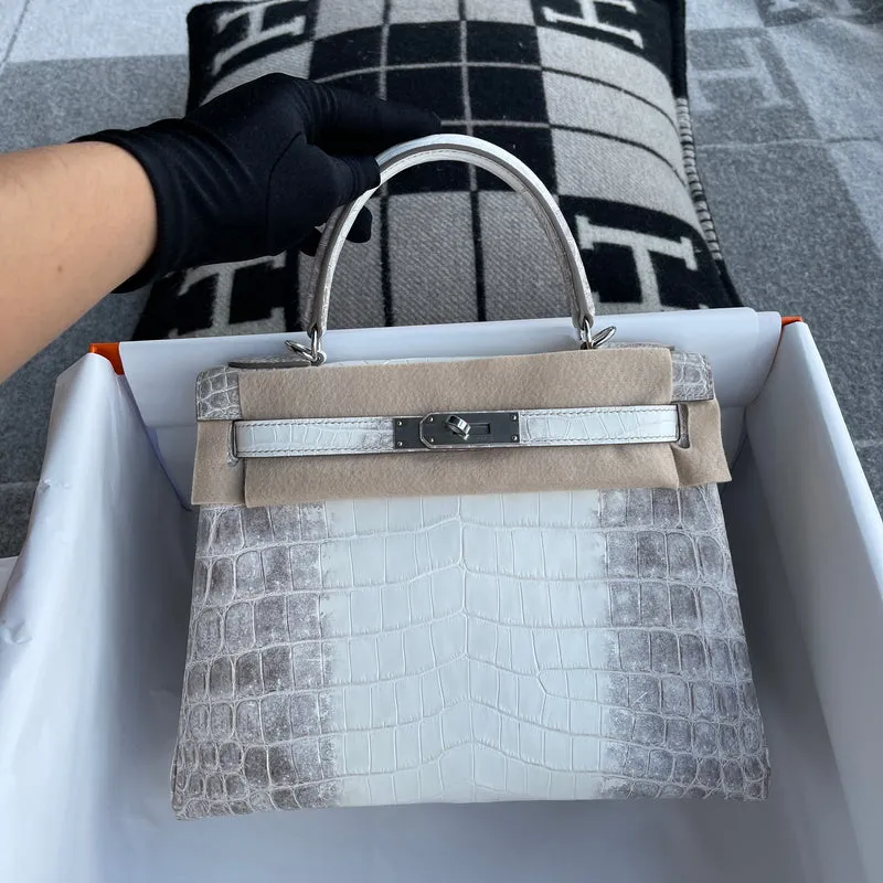 KELLY 28 NILOTICUS CROCODILE (MATTE) LEATHER HIMALAYA WITH PALLADIUM HARDWARE (PHW) - 3