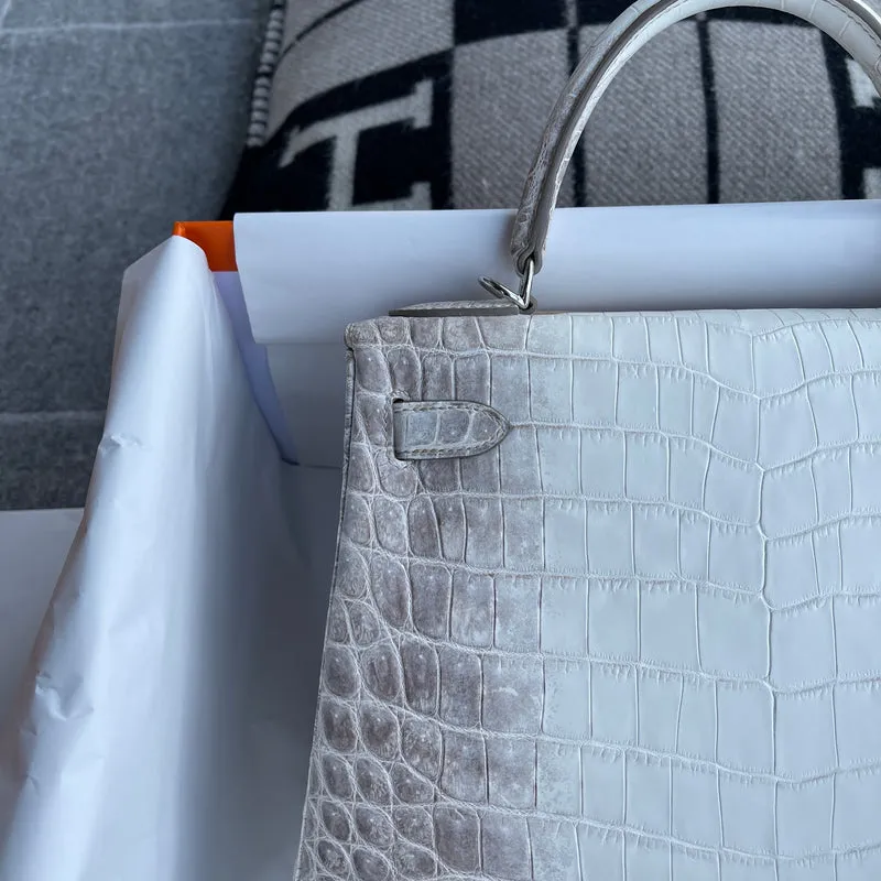 KELLY 28 NILOTICUS CROCODILE (MATTE) LEATHER HIMALAYA WITH PALLADIUM HARDWARE (PHW) - 11