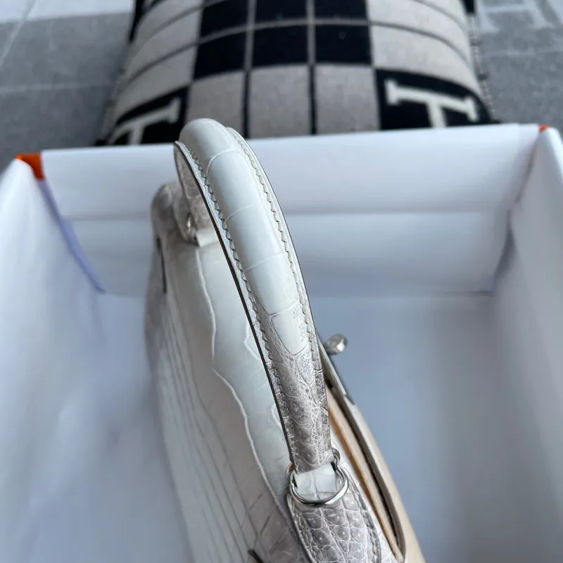KELLY 28 NILOTICUS CROCODILE (MATTE) LEATHER HIMALAYA WITH PALLADIUM HARDWARE (PHW) - 13