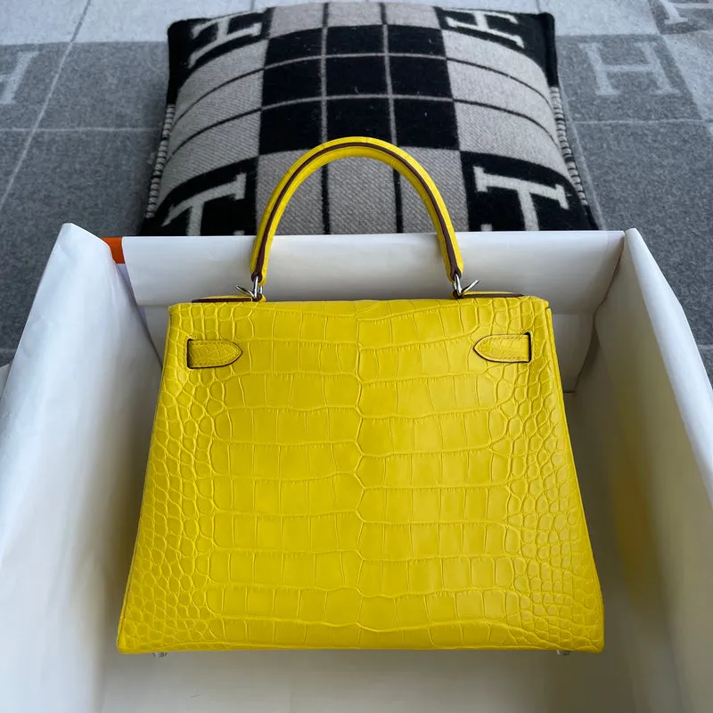 KELLY 28 MATTE MISSISSIPPIENSIS ALLIGATOR LEATHER MIMOSA WITH PALLADIUM HARDWARE (PHW) - 3
