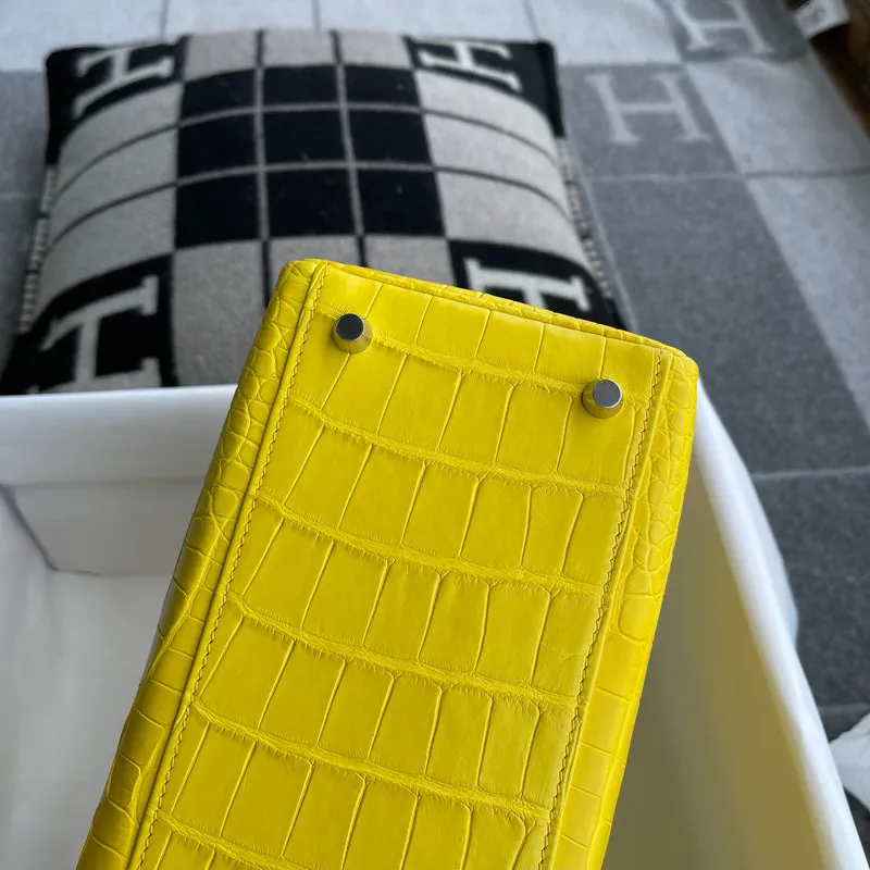 KELLY 28 MATTE MISSISSIPPIENSIS ALLIGATOR LEATHER MIMOSA WITH PALLADIUM HARDWARE (PHW) - 13