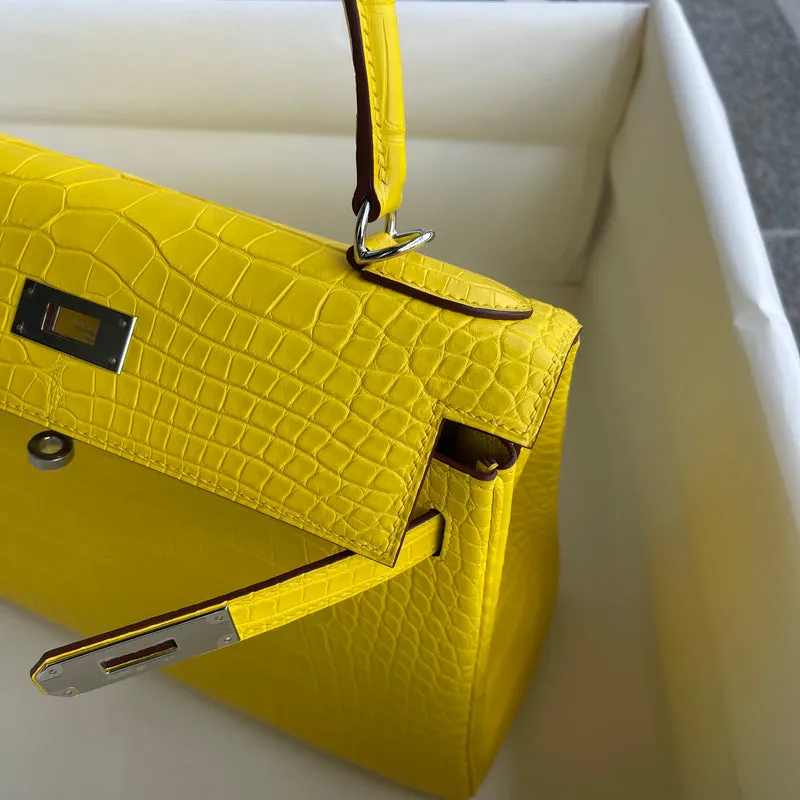 KELLY 28 MATTE MISSISSIPPIENSIS ALLIGATOR LEATHER MIMOSA WITH PALLADIUM HARDWARE (PHW) - 6