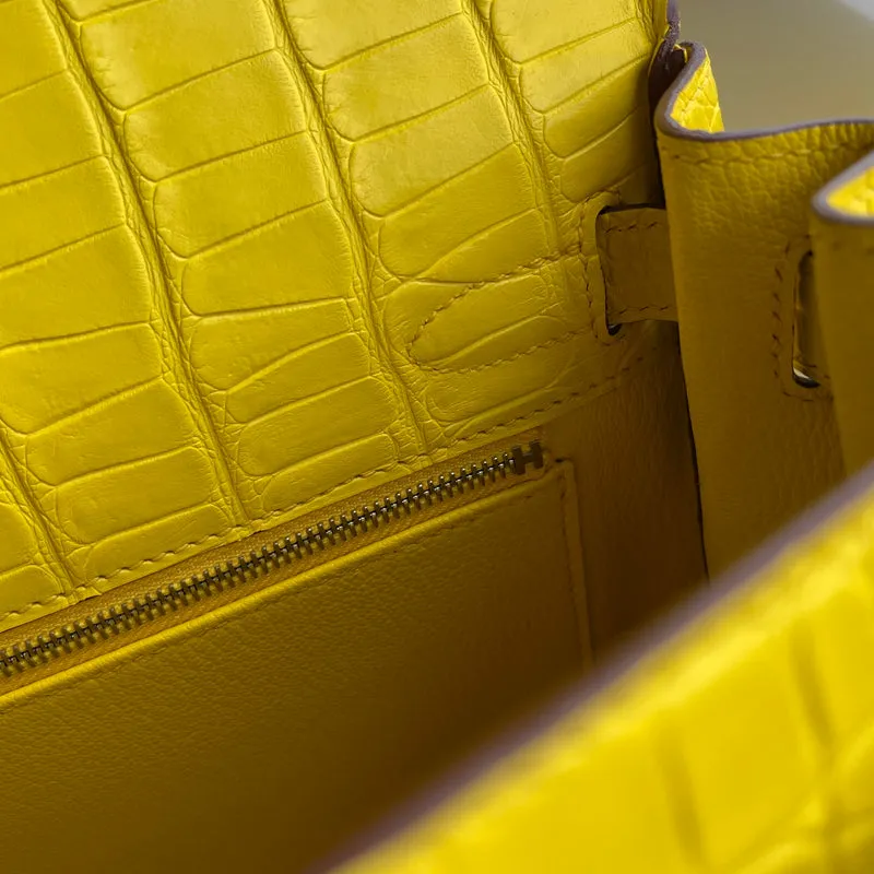 KELLY 28 MATTE MISSISSIPPIENSIS ALLIGATOR LEATHER MIMOSA WITH PALLADIUM HARDWARE (PHW) - 10
