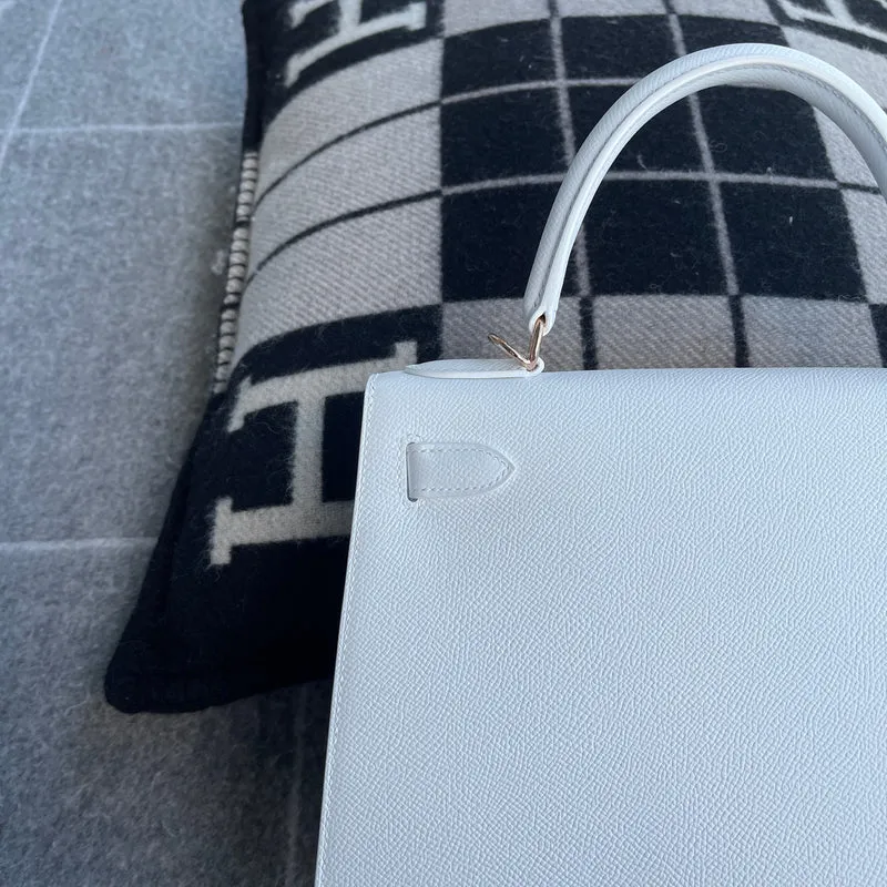 KELLY 28 EPSOM LEATHER BLANC WITH ROSE GOLD HARDWARE (RGHW) - 9