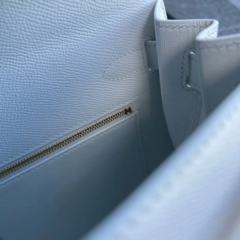 KELLY 28 EPSOM LEATHER BLANC WITH ROSE GOLD HARDWARE (RGHW) - 6