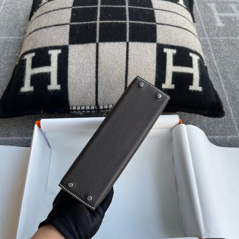 MINI KELLY II (20) EPSOM LEATHER HORSESHOE STAMP (HSS) BI-COLOR NOIR (BLACK) & BLANC WITH PALLADIUM HARDWARE (PHW) - 9