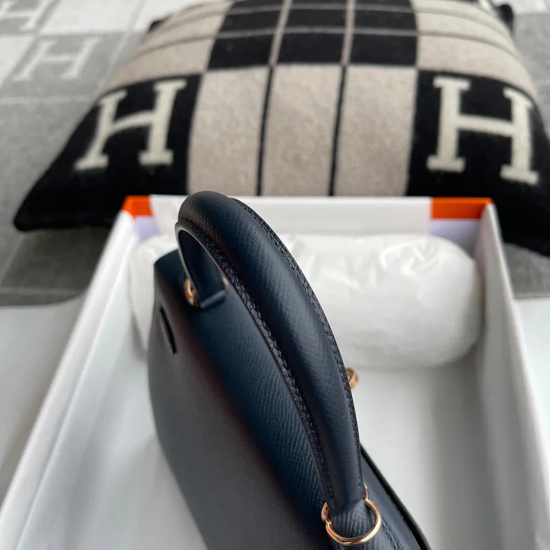 KELLY 25 EPSOM LEATHER BLUE MARINE WITH ROSE GOLD HARDWARE (RGHW) - 8
