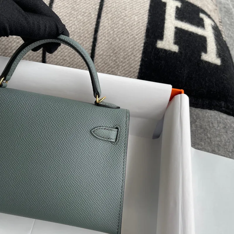 MINI KELLY II (20) EPSOM LEATHER VERT AMANDE WITH GOLD HARDWARE (GHW) - 5