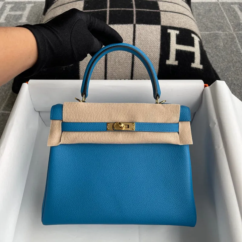 KELLY 25 TOGO LEATHER BLEU ZANZIBAR WITH GOLD HARDWARE (GHW) - 2