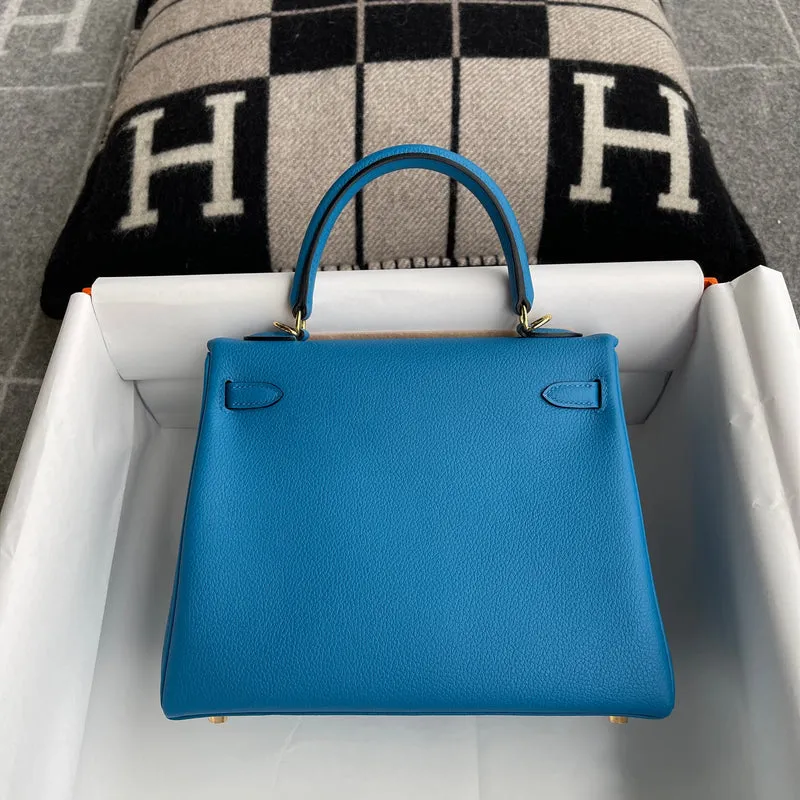 KELLY 25 TOGO LEATHER BLEU ZANZIBAR WITH GOLD HARDWARE (GHW) - 4