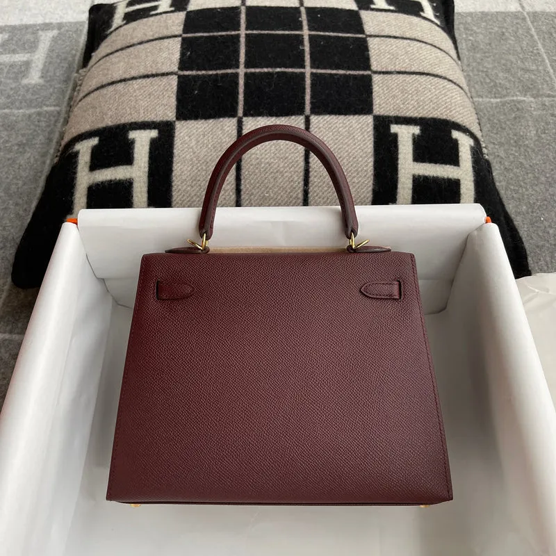 KELLY 25 EPSOM LEATHER BORDEAUX WITH GOLD HARDWARE (GHW) - 3
