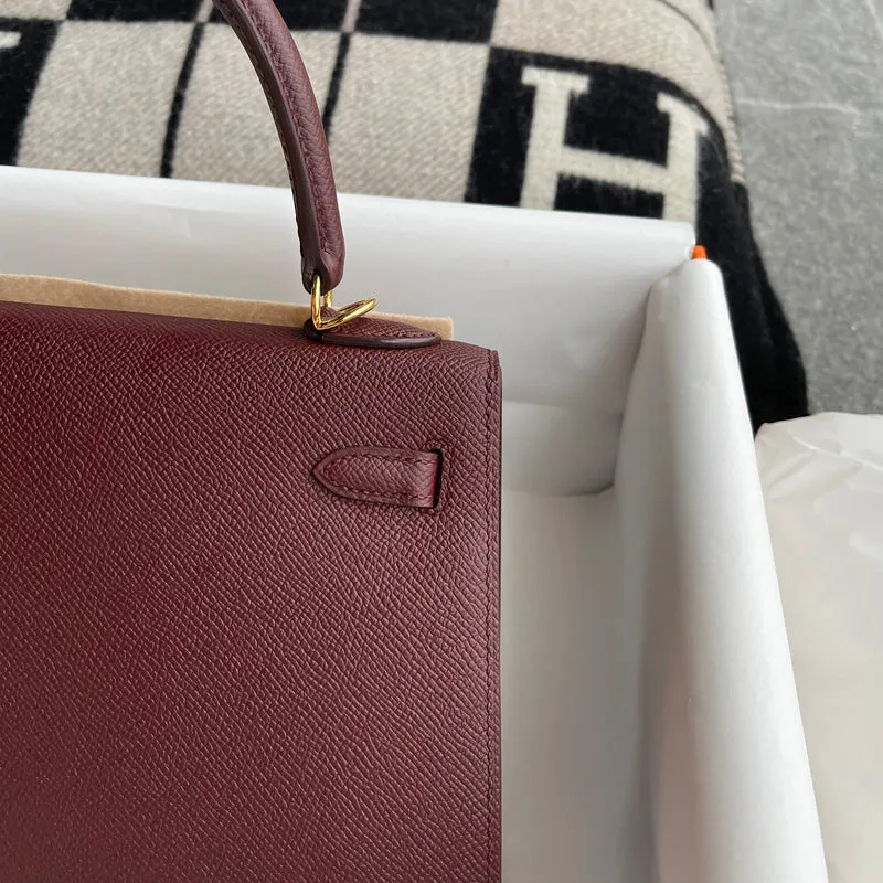 KELLY 25 EPSOM LEATHER BORDEAUX WITH GOLD HARDWARE (GHW) - 6