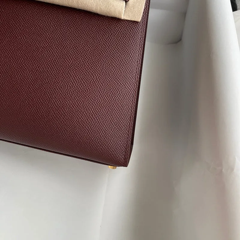 KELLY 25 EPSOM LEATHER BORDEAUX WITH GOLD HARDWARE (GHW) - 8