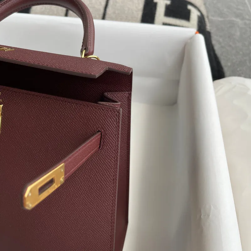KELLY 25 EPSOM LEATHER BORDEAUX WITH GOLD HARDWARE (GHW) - 5