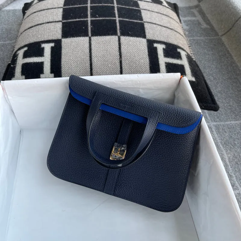 HALZAN 25 CLEMENCE LEATHER BLEU NUIT WITH GOLD HARDWARE (GHW) - 2