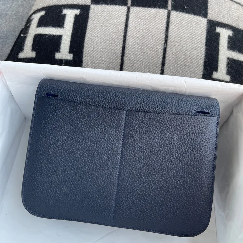 HALZAN 25 CLEMENCE LEATHER BLEU NUIT WITH GOLD HARDWARE (GHW) - 4