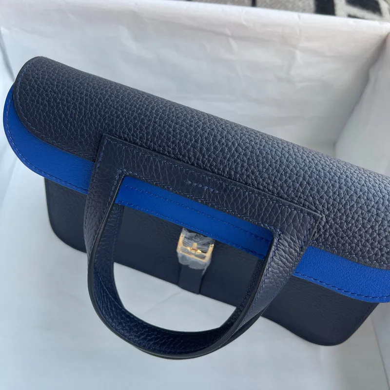 HALZAN 25 CLEMENCE LEATHER BLEU NUIT WITH GOLD HARDWARE (GHW) - 5