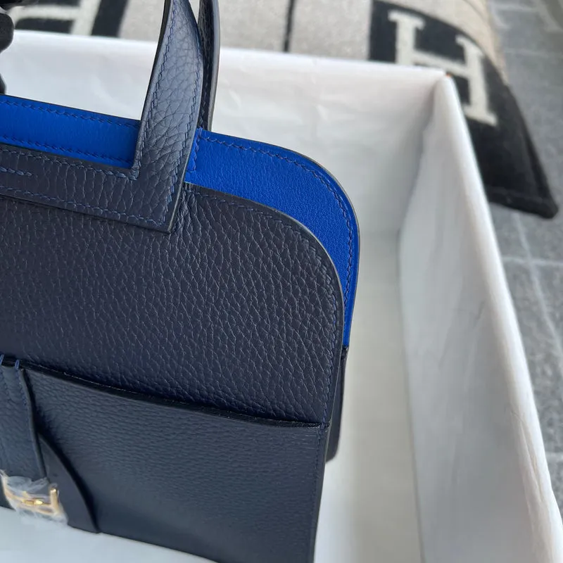 HALZAN 25 CLEMENCE LEATHER BLEU NUIT WITH GOLD HARDWARE (GHW) - 7