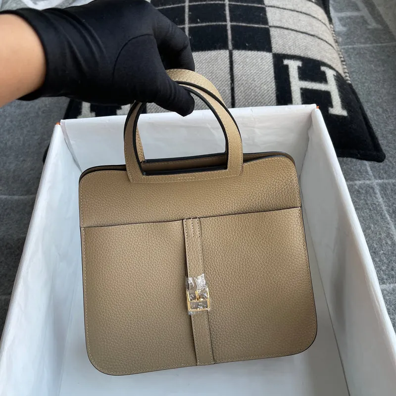 HALZAN 25 CLEMENCE LEATHER TRENCH & ETOUPE WITH GOLD HARDWARE (GHW) - 2