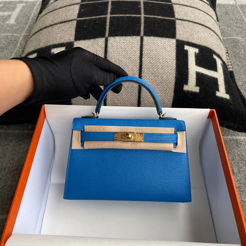 MINI KELLY II (20) CHEVRE LEATHER BLEU HYDRA WITH GOLD HARDWARE (GHW) - 2
