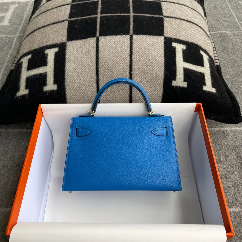 MINI KELLY II (20) CHEVRE LEATHER BLEU HYDRA WITH GOLD HARDWARE (GHW) - 3