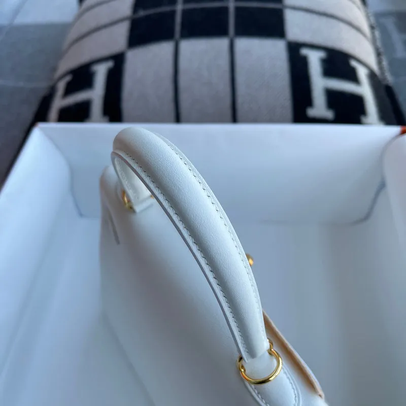 KELLY 25 SWIFT LEATHER BLANC WITH GOLD HARDWARE (GHW) - 8