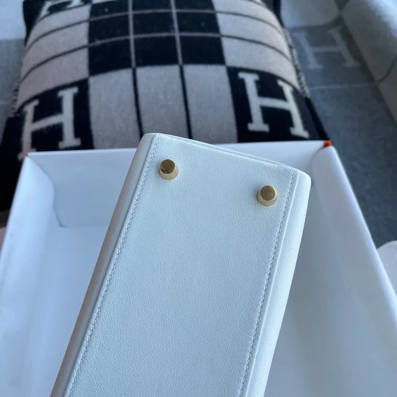 KELLY 25 SWIFT LEATHER BLANC WITH GOLD HARDWARE (GHW) - 10