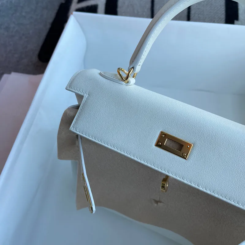KELLY 25 SWIFT LEATHER BLANC WITH GOLD HARDWARE (GHW) - 5